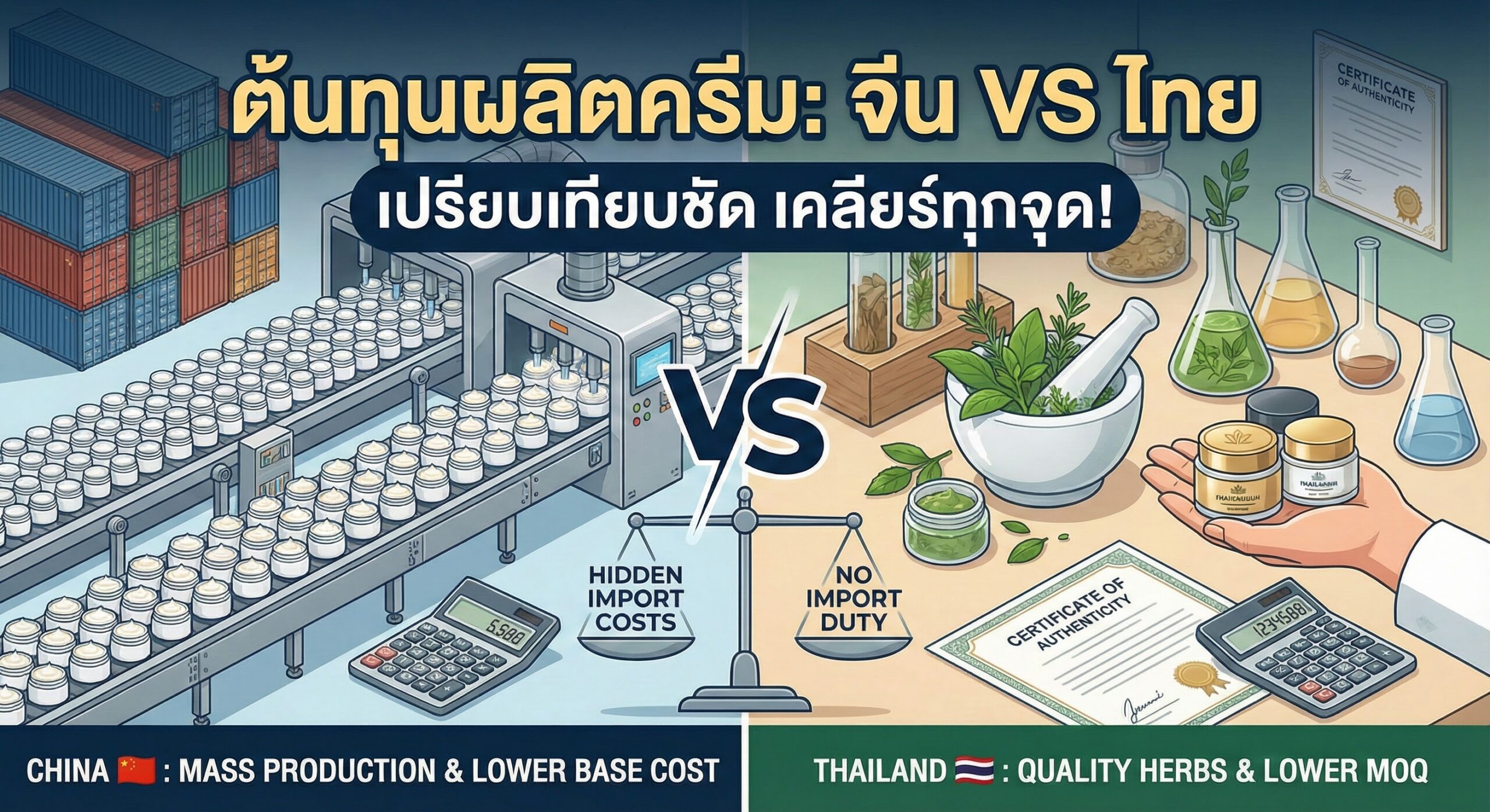 เปรียบเทียบต้นทุนผลิตครีมที่จีนกับไทย
